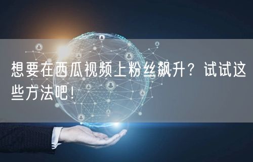 想要在西瓜视频上粉丝飙升？试试这些方法吧！