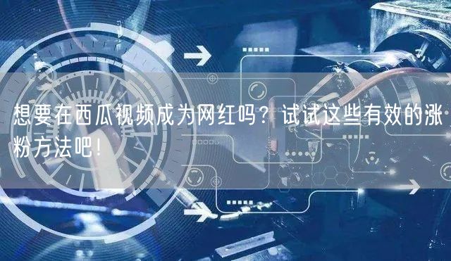 想要在西瓜视频成为网红吗？试试这些有效的涨粉方法吧！