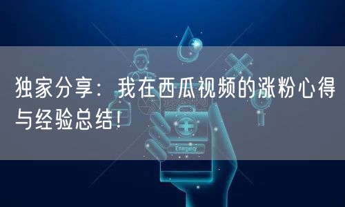 独家分享：我在西瓜视频的涨粉心得与经验总结！