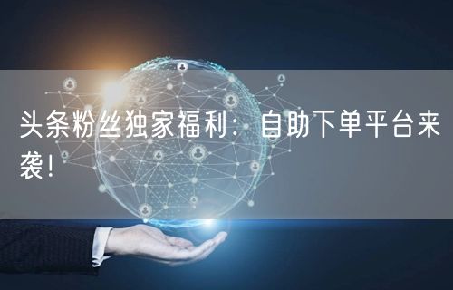 头条粉丝独家福利：自助下单平台来袭！