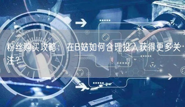 粉丝购买攻略:在B站如何合理投入获得更多关注?