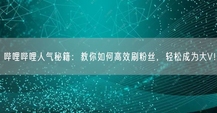 哔哩哔哩人气秘籍：教你如何高效刷粉丝，轻松成为大V！