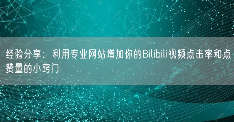 经验分享：利用专业网站增加你的Bilibili视频点击率和点赞量的小窍门