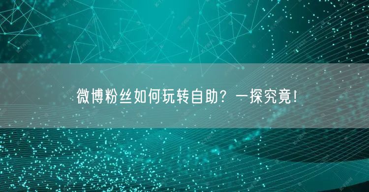 微博粉丝如何玩转自助?一探究竟!