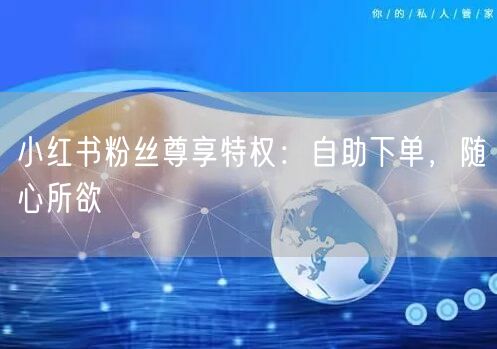 小红书粉丝尊享特权：自助下单，随心所欲