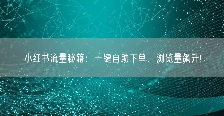 小红书流量秘籍：一键自助下单，浏览量飙升!