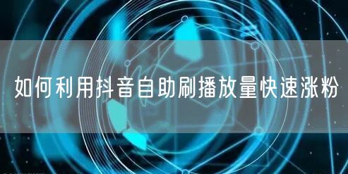 如何利用抖音自助刷播放量快速涨粉
